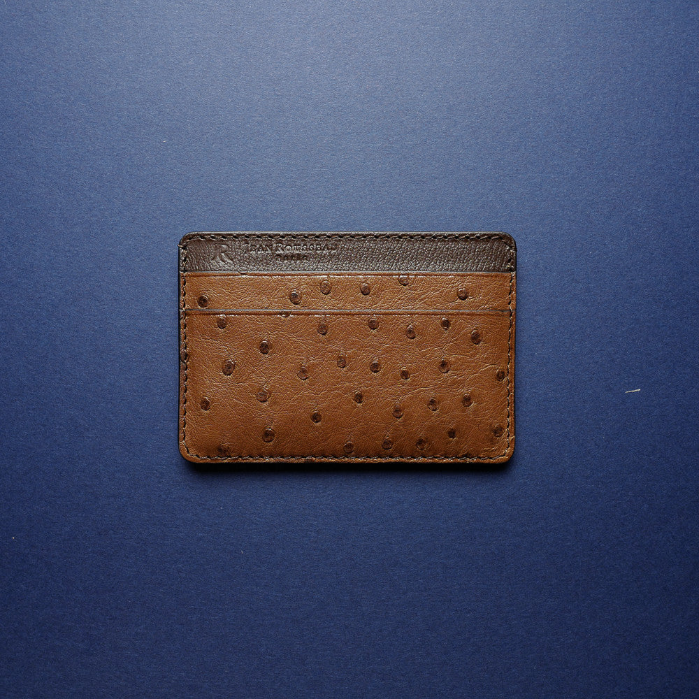 Ostrich Leather Cobalt Cardholder